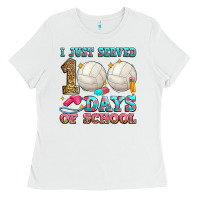 White i just served 100 days of school volleyball Ladies Tee - Zillion Design Studio