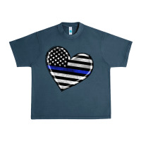 Midnight Navy american thin blue line flag Urban Heavy Tee - Artiststas