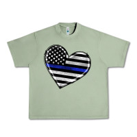 Oil Green american thin blue line flag Urban Heavy Tee - Artiststas