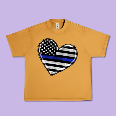 American Thin Blue Line Flag Urban Heavy Tee Designed By Artiststas