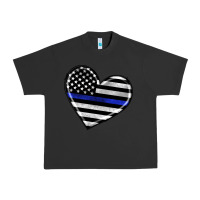 Pigment Black american thin blue line flag Urban Heavy Tee - Artiststas