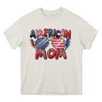 Cream American mom Heavy Core Tee - Zillion Design Studio
