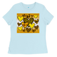 Baby Blue yellow hearts Ladies Tee - JahusDesignShop