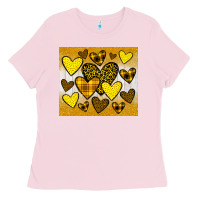 Bubblegum Pink yellow hearts Ladies Tee - JahusDesignShop