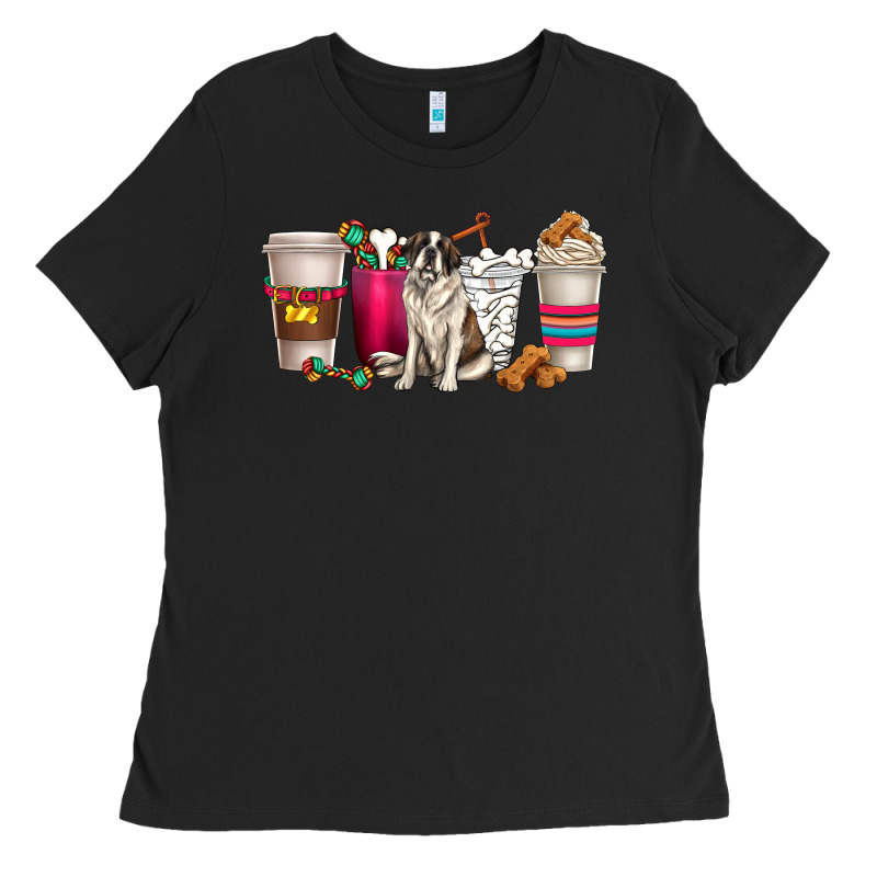 St. Bernard Dog Coffee Cups Ladies Tee by texasbilliewilder | Teevron