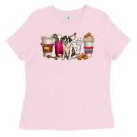Bubblegum Pink st. bernard dog coffee cups Ladies Tee - texasbilliewilder