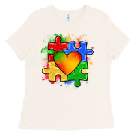 Bone autism puzzle pieces heart Ladies Tee - Zillion Design Studio