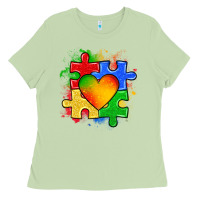 Matcha autism puzzle pieces heart Ladies Tee - Zillion Design Studio