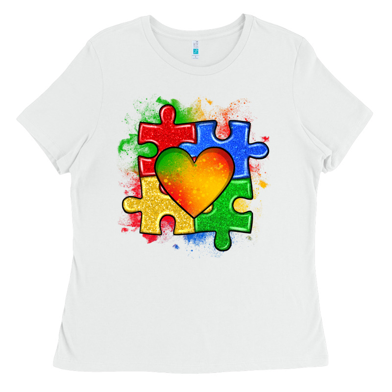 Autism Puzzle Pieces Heart Ladies Tee by Zillion Design Studio | Teevron