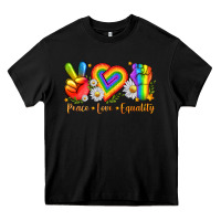 Black peace love equality Heavy Core Tee - texasbilliewilder