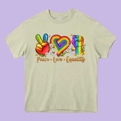Peace Love Equality Heavy Core Tee Designed By Texasbilliewilder
