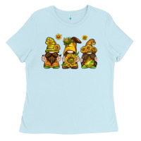 Baby Blue sunflower gnomies Ladies Tee - texasbilliewilder