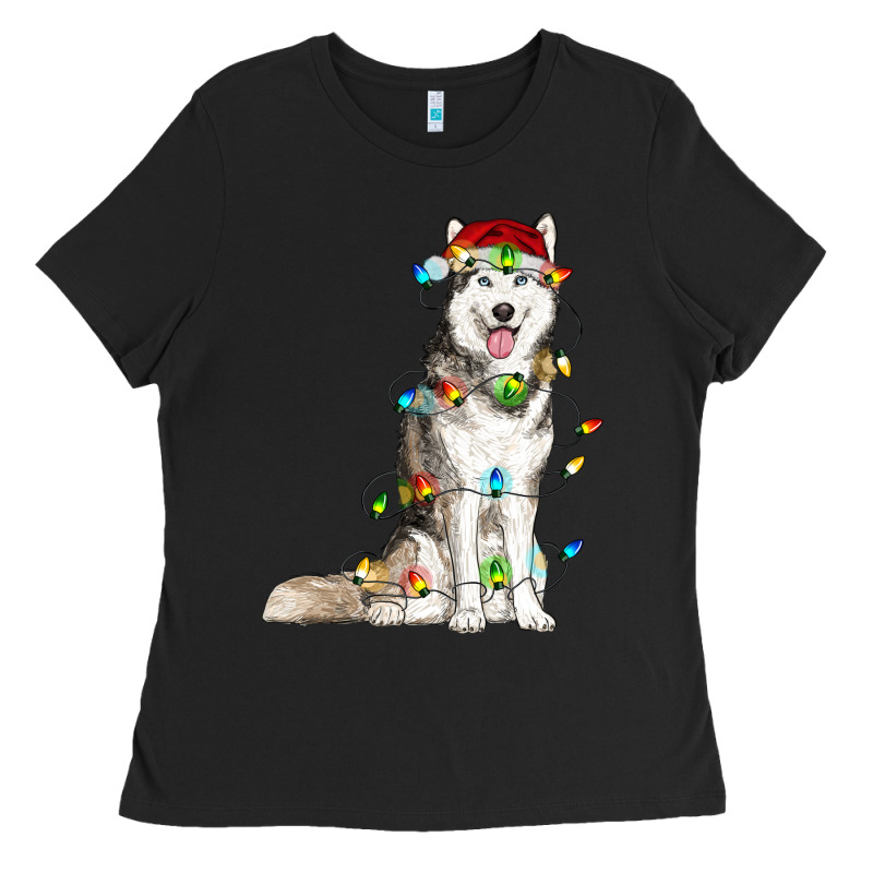 Husky Christmas Lights Ladies Tee by RanaPortraitStore | Teevron