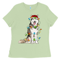 Matcha Husky Christmas Lights Ladies Tee - RanaPortraitStore