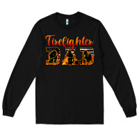 Black American Flag Firefighter Dad Long Sleeve Tee - LillyAllenDesigns