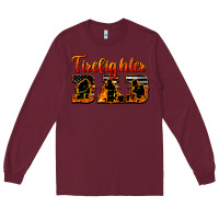 Burgundy American Flag Firefighter Dad Long Sleeve Tee - LillyAllenDesigns
