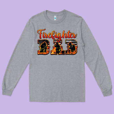 American Flag Firefighter Dad Long Sleeve Tee Designed By Lillyallendesigns