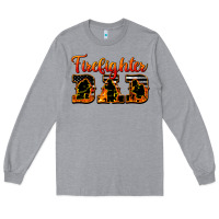 Heather Grey American Flag Firefighter Dad Long Sleeve Tee - LillyAllenDesigns