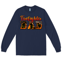Navy American Flag Firefighter Dad Long Sleeve Tee - LillyAllenDesigns