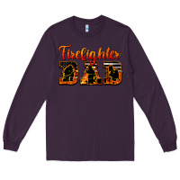 Plum American Flag Firefighter Dad Long Sleeve Tee - LillyAllenDesigns