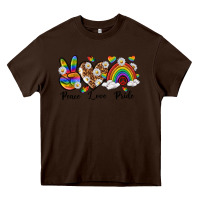 Chocolate Brown peace love pride Heavy Core Tee - texasbilliewilder