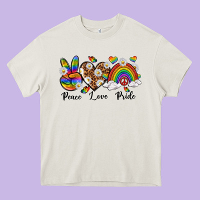 Peace Love Pride Heavy Core Tee Designed By Texasbilliewilder