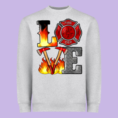 Firefighter Love Heavyweight Sweatshirt Designed By Artiststas