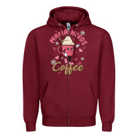Burgundy mama needs coffee Zipper Hoodie - MaliasSmallBusiness