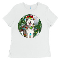 White husky and farm ornament Ladies Tee - RanaPortraitStore