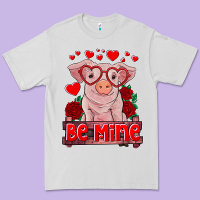 Be Mine Valentine's Day Baby Pig Premium Tee Designed By Ranaportraitstore