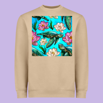 Sea Turtle Seamless Pattern Heavyweight Sweatshirt Designed By Bundleandbundleshop