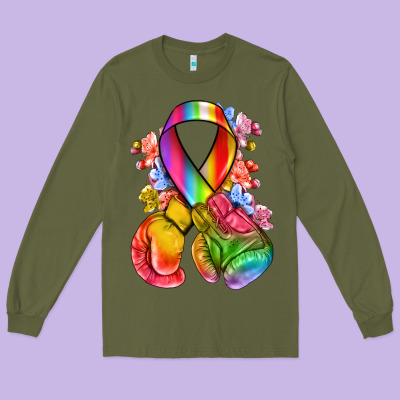 All Color Ribbon With Boxing Gloves Long Sleeve Tee Designed By Nancycooperartshop