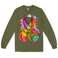 Army Green all color ribbon with boxing gloves Long Sleeve Tee - NancyCooperArtShop