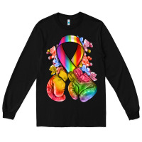 Black all color ribbon with boxing gloves Long Sleeve Tee - NancyCooperArtShop