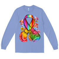 Colony Blue all color ribbon with boxing gloves Long Sleeve Tee - NancyCooperArtShop