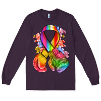 Plum all color ribbon with boxing gloves Long Sleeve Tee - NancyCooperArtShop