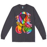Smoke all color ribbon with boxing gloves Long Sleeve Tee - NancyCooperArtShop