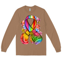 Toasted Coconut all color ribbon with boxing gloves Long Sleeve Tee - NancyCooperArtShop