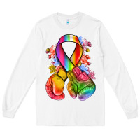 White all color ribbon with boxing gloves Long Sleeve Tee - NancyCooperArtShop