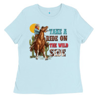 Baby Blue take a ride on the wild side with rodeo Ladies Tee - texasbilliewilder