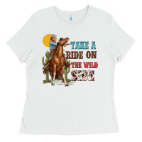 White take a ride on the wild side with rodeo Ladies Tee - texasbilliewilder