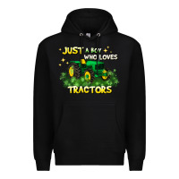 Black just a boy who loves tractors Premium Hoodie - JahusDesignShop