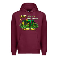 Burgundy just a boy who loves tractors Premium Hoodie - JahusDesignShop