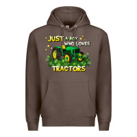Coffee just a boy who loves tractors Premium Hoodie - JahusDesignShop