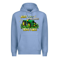 Colony Blue just a boy who loves tractors Premium Hoodie - JahusDesignShop