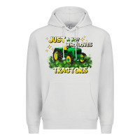 Dove Grey just a boy who loves tractors Premium Hoodie - JahusDesignShop