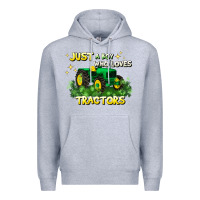Heather Grey just a boy who loves tractors Premium Hoodie - JahusDesignShop