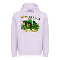 Lilac just a boy who loves tractors Premium Hoodie - JahusDesignShop