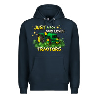 Navy just a boy who loves tractors Premium Hoodie - JahusDesignShop