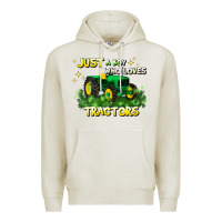 Oatmeal Heather just a boy who loves tractors Premium Hoodie - JahusDesignShop